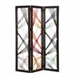 Contemporary 3 Panel Wooden Screen with Woven String Design in Multicolor