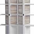 Contemporary 4 Panel Wooden Screen with Art Styled Shutter Design in White
