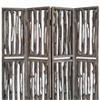 Contemporary 4 Panel Wooden Screen with Log Design in Brown