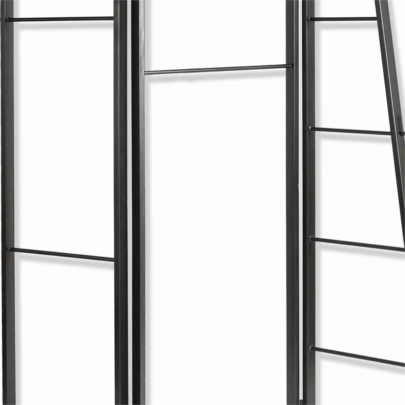 Modern Style 3 Panel Metal Screen with Hooks and Rod Hangings in Black