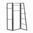 Modern Style 3 Panel Metal Screen with Hooks and Rod Hangings in Black