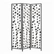 Transitional 3 Panel Metal Screen with Intricate Flower Design in Black