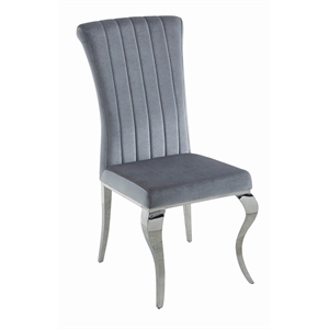 metal dining chair with cabriole front legs with set of 4 in gray and chrome