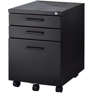 contemporary style file cabinet with lock system and caster support in black