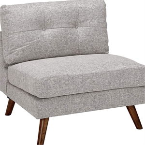 Fabric Upholstered Armless Chair with Tufted Back and Splayed Legs in Gray
