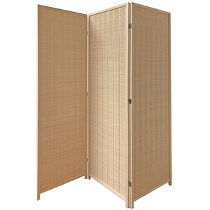 3 panel bamboo shade roll room divider in beige