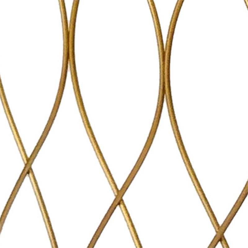 3 Panel Metal Frame Screen with Twisted Oval Design in Gold