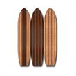 3 Panel Wooden Screen with Surfboard Shape Design in Brown