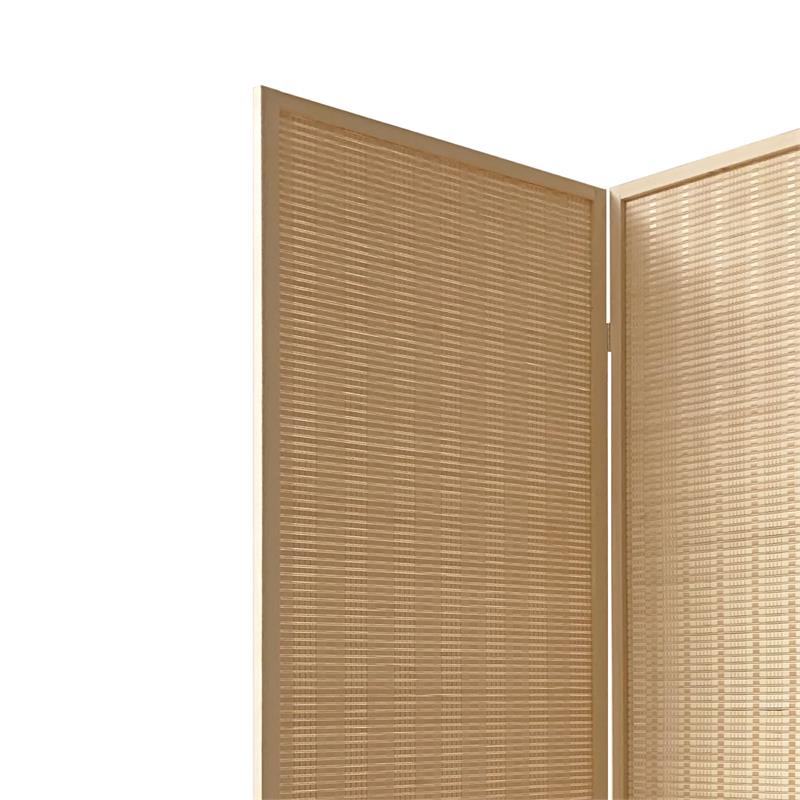 4 Panel Bamboo Shade Roll Room Divider in Beige