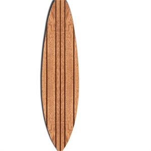 Contemporary Wooden Surfboard Wall Art with Block Stripe Print in Brown
