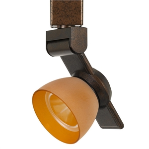 12w integrated led track fixture with polycarbonate head in bronze and orange