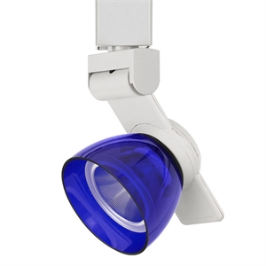 12w integrated led track fixture with polycarbonate head in white and blue
