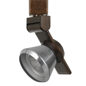 12w integrated led metal track fixture with cone head in bronze and silver