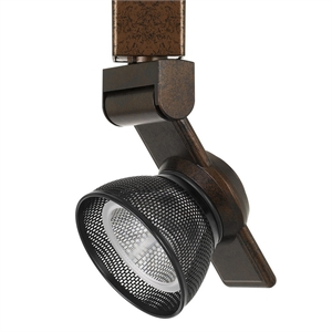 12w integrated led metal track fixture with mesh head in bronze and black