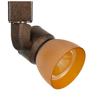 10w integrated led track fixture with polycarbonate head in bronze and orange