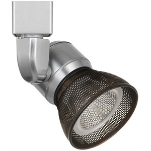 10w integrated led metal track fixture with mesh head in silver and bronze