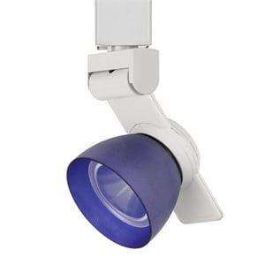 12w integrated metal and polycarbonate led track fixture in white and blue