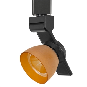 12w integrated led track fixture with polycarbonate head in black and orange