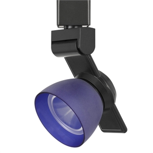 12w integrated metal and polycarbonate led track fixture in black and blue