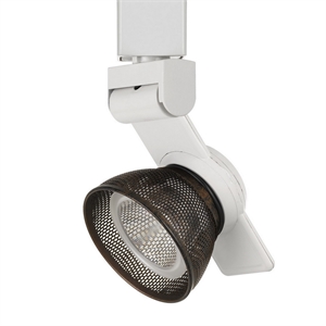 12w integrated led metal track fixture with mesh head in brown and white