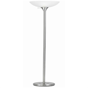 3 way torchiere floor lamp with frosted glass shade and stable base in white