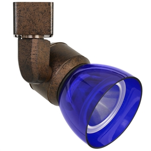 10w integrated led track fixture with polycarbonate head in bronze and blue