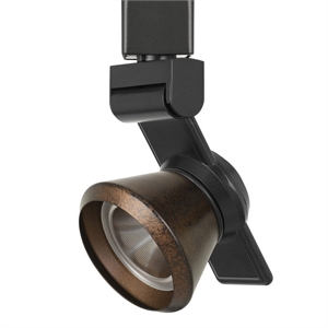12w integrated led metal track fixture with cone head in black and bronze