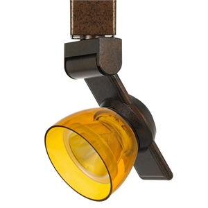 12w integrated led track fixture with polycarbonate head in bronze and yellow