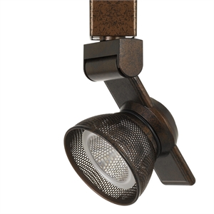 12w integrated led metal track fixture with mesh head in bronze