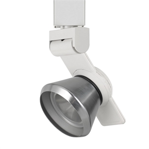 12w integrated led metal track fixture with cone head in white and silver