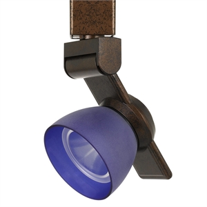 12w integrated metal and polycarbonate led track fixture in bronze and blue