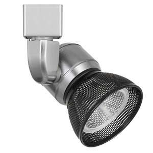 10w integrated led metal track fixture with mesh head in silver and black