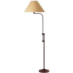 3 way metal floor lamp with and adjustable height mechanism in brown