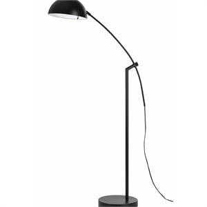 arched metal floor lamp with adjustable arm and tubular stand in black