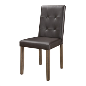 leatherette side chair with tufted backrest with set of 2 in espresso brown