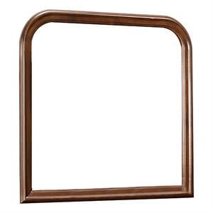 arched molded design wooden frame mirror in cherry brown and silver