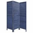 Wooden 3 Panel Shutter Screen with Fitted Slats in Dark Blue