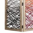 3 Panel Wooden Screen with Woven Reinforced Yarn in Multicolor