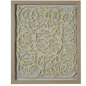 wooden frame shadow box with abstract knot pattern in brown and cream