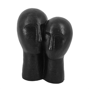 11 inch polyresin couple head sculpture in black