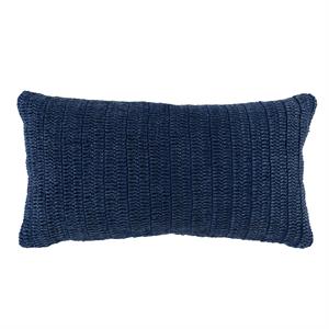 Rectangular Fabric Throw Pillow with Hand Knit Details and Knife Edges inBlue