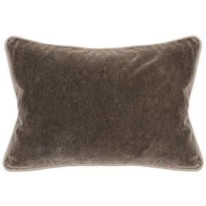 Rectangular Fabric Throw Pillow with Solid Color and Piped Edges in Brown