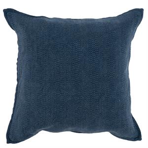 Fabric Throw Pillow with Woven Texture Pattern in Navy Blue