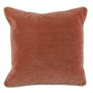 Square Fabric Throw Pillow with Solid Color and Piped Edges in Pink