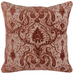 Fabric Throw Pillow with Floral and Paisleys Pattern in Red