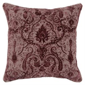Fabric Throw Pillow with Floral and Paisleys Pattern in Purple