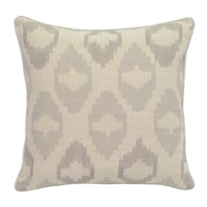 Square Fabric Throw Pillow with Metallic Embroidered Details inGray and Beige
