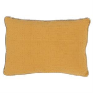 Textured Fabric Throw Pillow with Piping in Yellow and Cream