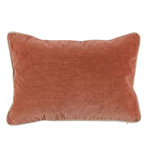 Rectangular Fabric Throw Pillow with Solid Color and Piped Edges in Pink
