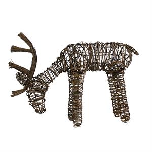 Twig Wrapped Grazing Animal Accent Decor with Metal Frame in Brown